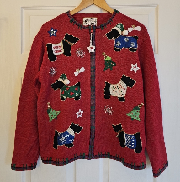 Vintage Heirloom Collectibles Scottie Dog Christmas Sweater Size Medium - Picture 7 of 10